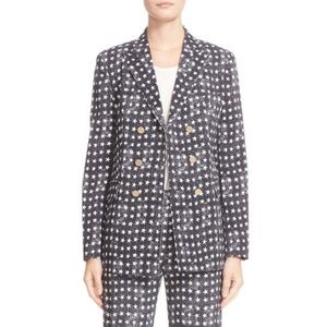 Max Mara Stretch Cotton Twill Blazer With Star Print Size 6